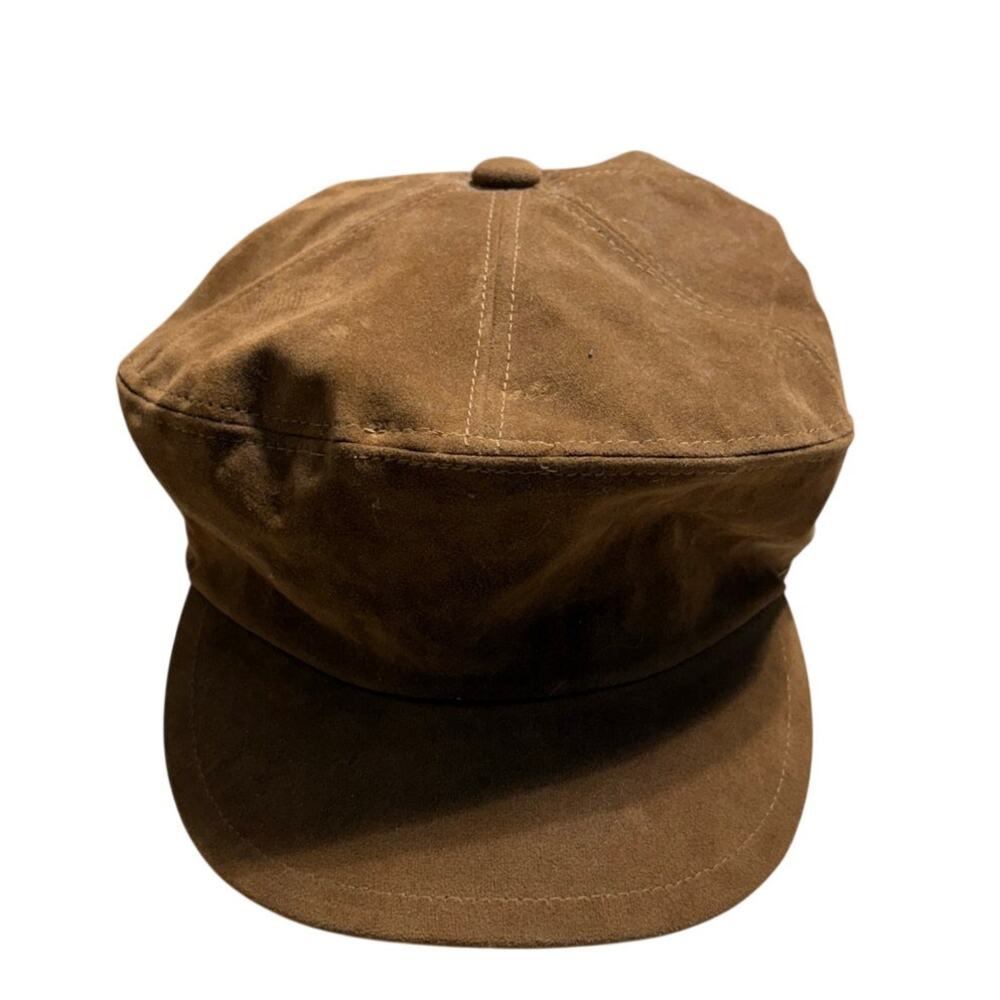 Altar'd State FAux Suede Cabbie Newboy Hat Rounded Crown One-Size Brown Tan